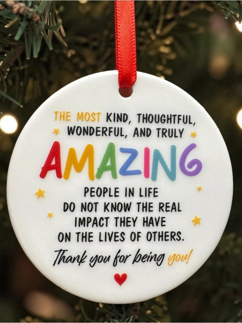 NIB Amazing People Ornament Double Sided Ceramic Christmas Gift